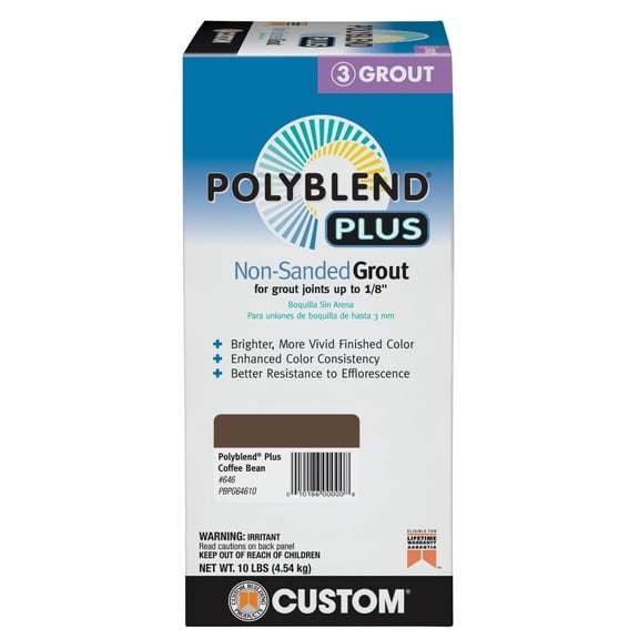 Custom Building Products PBPG64610 Coffee Bean Non-Sanded Tile Grout 10lb Enhanced Color, Waterproof