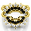Double Row Halo Sunburst Ring Guard in Sterling Silver (0.98ctw)