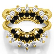 Double Row Halo Sunburst Ring Guard in Sterling Silver (0.98ctw)