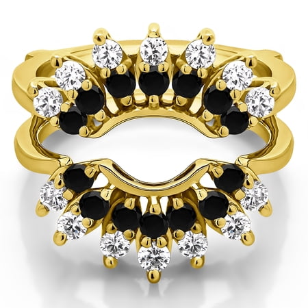 Double Row Halo Sunburst Ring Guard in Sterling Silver (0.98ctw)