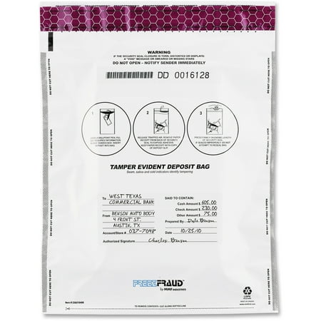 MMF, MMF236210406, 16" FREEZFraud Deposit Bags, 1 / Box, White