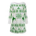 thumbnail image 1 of Diconna Robe de Noël à Manches Longues pour Femmes, Col Rond Jupe Courte Tricotée, 1 of 9