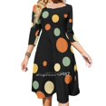 thumbnail image 1 of Vestido con escote cuadrado y estampado de lunares negros, bonito y holgado, elegante, para fiesta en la playa, estilo retro vintage, con lunares, círculos y burbujas, 1 of 6