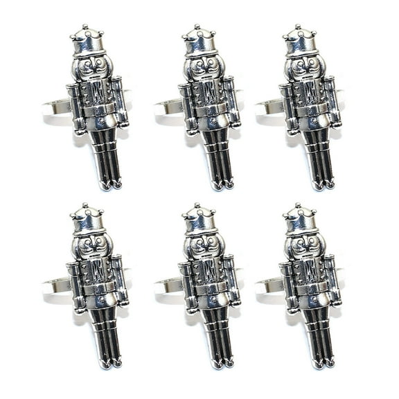 Tmboryuu Pack of 6 Nutcrackers Soldier Napkin Rings Christmas Decorations Restaurant Table Decor Vintage Napkin Buckle Holder
