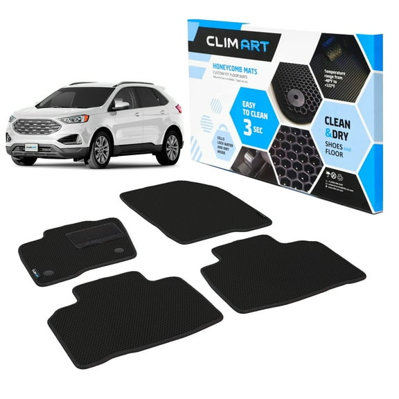 CLIM ART All-Weather Car Floor Mats Compatible with Ford Edge 2015-2025, Custom-Fit Heavy-Duty Floor Liners for Cars & SUVs, Car Accessories for Men & Women, Black - FL011415076