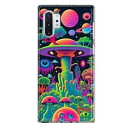 MUNDAZE Samsung Galaxy Note 10 Shockproof Clear Hybrid Protective Phone Case Neon Psychedelic UFO Alien Planet Cover