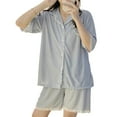 thumbnail image 1 of Conjunto de pijama para mujer, ropa de dormir minimalista, holgada y cómoda con botones de encaje para primavera y otoño, 1 of 8
