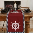 thumbnail image 2 of Table Runner Dresser Scarves 72 Inch Long, Independence Flag Day Star on Blue Linen Dining Table Runners Nautical Marine Ship Rubber on Red Tabletop Scarf for Wedding Holiday Party Kitchen, 2 of 9