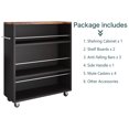 thumbnail image 5 of Wonline Slim Storage Rolling Cart with 3-Tier Adjustable Shelving Organizer for Kitchen,Bathroom,Laundry Room(Black), 5 of 9
