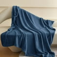 thumbnail image 2 of Royoliving Soft Fleece Blanket Queen Size Sapphire Blue 400GSM Thick Flannel Blanket for Couch Sofa Bed Warm Heavyweight Blanket (90x90 Inches), 2 of 7