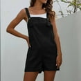 thumbnail image 1 of CEHVOM Womens Fashion Overalls Solid Pocket Buttons Rompers Suspender Jumpsuit Pants, 1 of 6