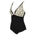 thumbnail image 4 of Enjoytime One Piece Swimsuit Women Printed V Neck Tummy Control Bathing Suits Adjustable Straps Ruched Slimming Swimwear, 4 of 6