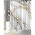 thumbnail image 3 of Split Shower Curtain for Transfer Bench, White Golden Marble Fabric Shower Curtains for Bathroom, Modern Abstract Art Marble Flow Tub Sliding Transfer Bench Waterproof Bath Curtains 72"x84", 3 of 9