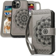 CASEOWL Wallet Case Compatible for iPhone 13 Pro Max Cases Wallet Magnetic Detachable- [RFID Blocking] 2 in 1 Mandala