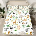 thumbnail image 2 of jejeloiu Giraffe Elephant Zebra Twin Sheet Sets,Kawaii Zoo Anima Twin Fitted Sheet,Hawaii Coconut Tree Flat Sheet For Boys Kids,Microfiber Bedroom Decor,3pcs, 2 of 7