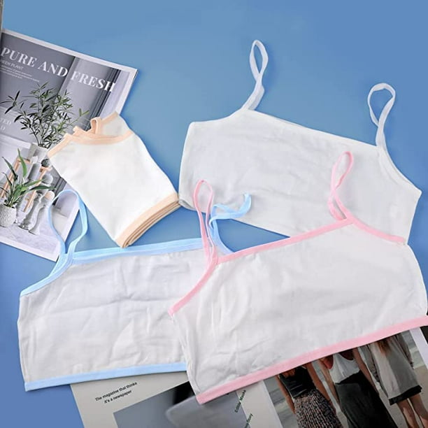 5 Pieces Girls Bras Cotton Strap Training Brassiere Crop Jogging Sleep  Seamless Crop Top Vest Wireless Teenagers Underwear