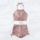 thumbnail image 4 of Traje de baño para mujer, conjunto de bikini sin espalda con cuerpo dividido de color sólido para mujer, trajes de baño para mujer, 4 of 5