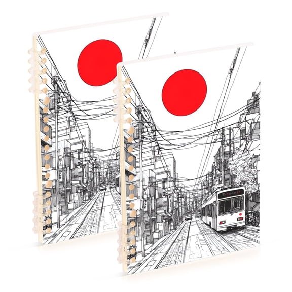 FORMRS 1-Subject Spiral Notebook 8" x 5" College Ruled 60 Refillable Sheet A5 Hard Cover, 2 Pack, White Streets