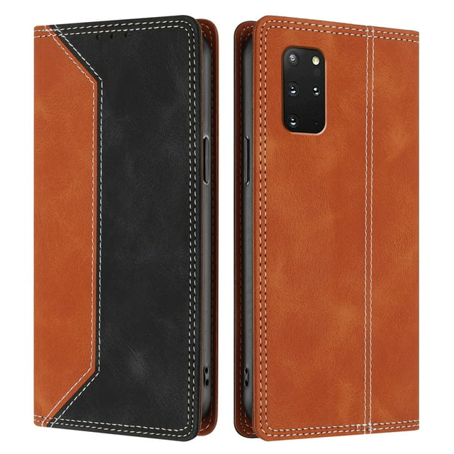 Phone Case for Samsung Galaxy S20 Plus FOXDOCK Premium Leather,Creative Dual-Color Cover with Card Slot,Shockproof