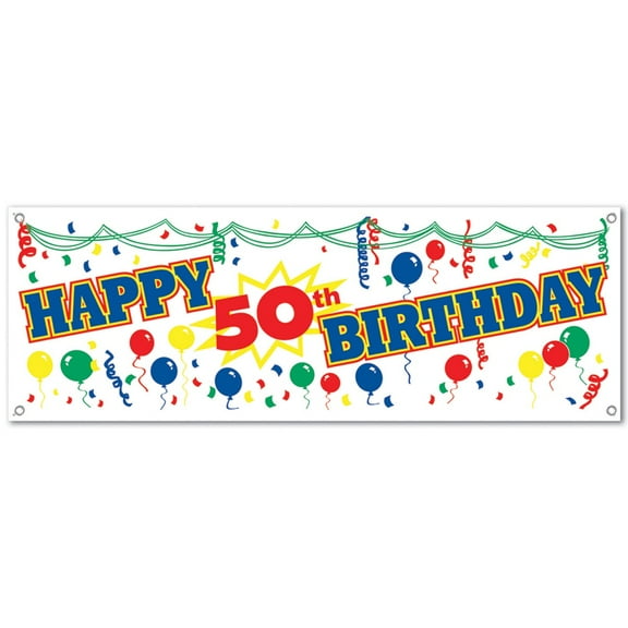 Beistle Club Pack of 12 Fun and Festive Happy 50th Birthday Sign Banner 60"