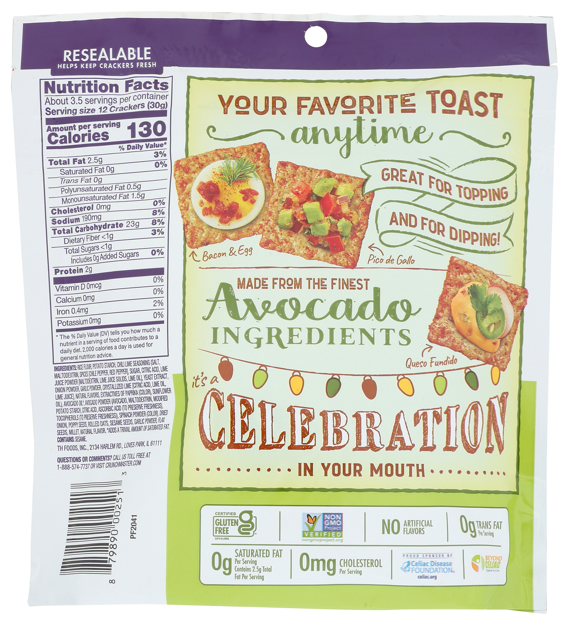 (Pack of 12) Crunchmaster Chili Lime Avocado Toast Rice Crackers, 3.54 oz