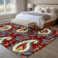 thumbnail image 5 of Red Bandanna Washable Living Room Rugs 5'x8', Ethnic Indian Style Low Pile Throw Large Area Rug Non-Slip Sturdy Edge Binding Carpet for Living Room Kitchen Office, 5 of 9