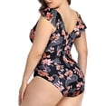 thumbnail image 3 of Huesdet Women Ruched Slimming One Piece Swimsuits Tummy Control Vintage Bathing Suits[Watermelon Red,S], 3 of 5