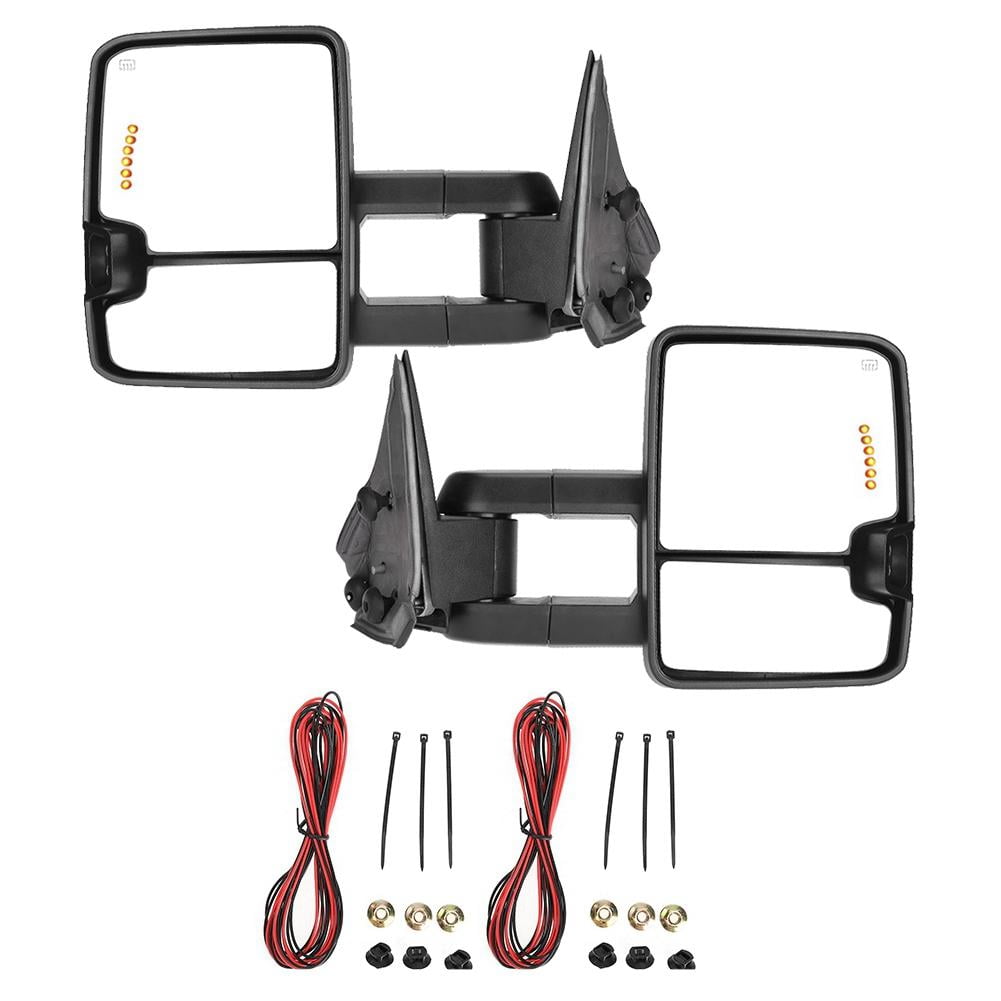 KSTE 2pcs/set Power Heated LED Signal Towing Mirrors GM1320411 Fit Compatible with Chevy Silverado Sierra 03-06 