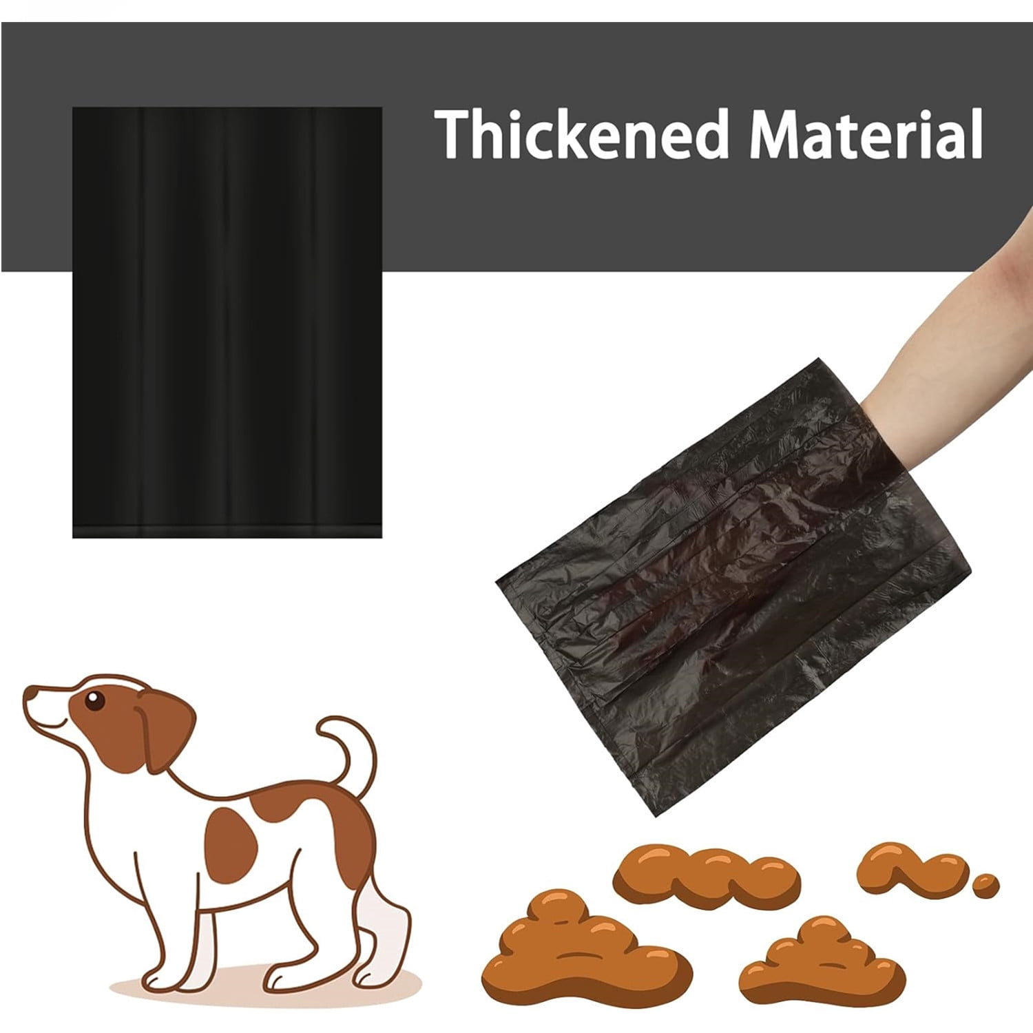Pack of 100 DOG PET WASTE POOP BAGS, UNSCENTED, REFILL ROLLS, Multicolor
