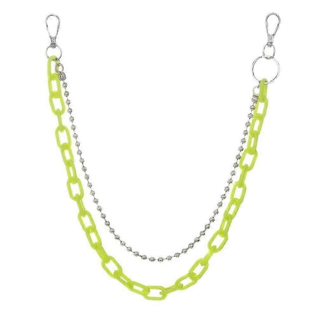 Waist Chain Manual Round Beads Exaggerative Waist Chain Geometric Hip-Hop Waist Belt Chain for Adult (Fruit Green)
