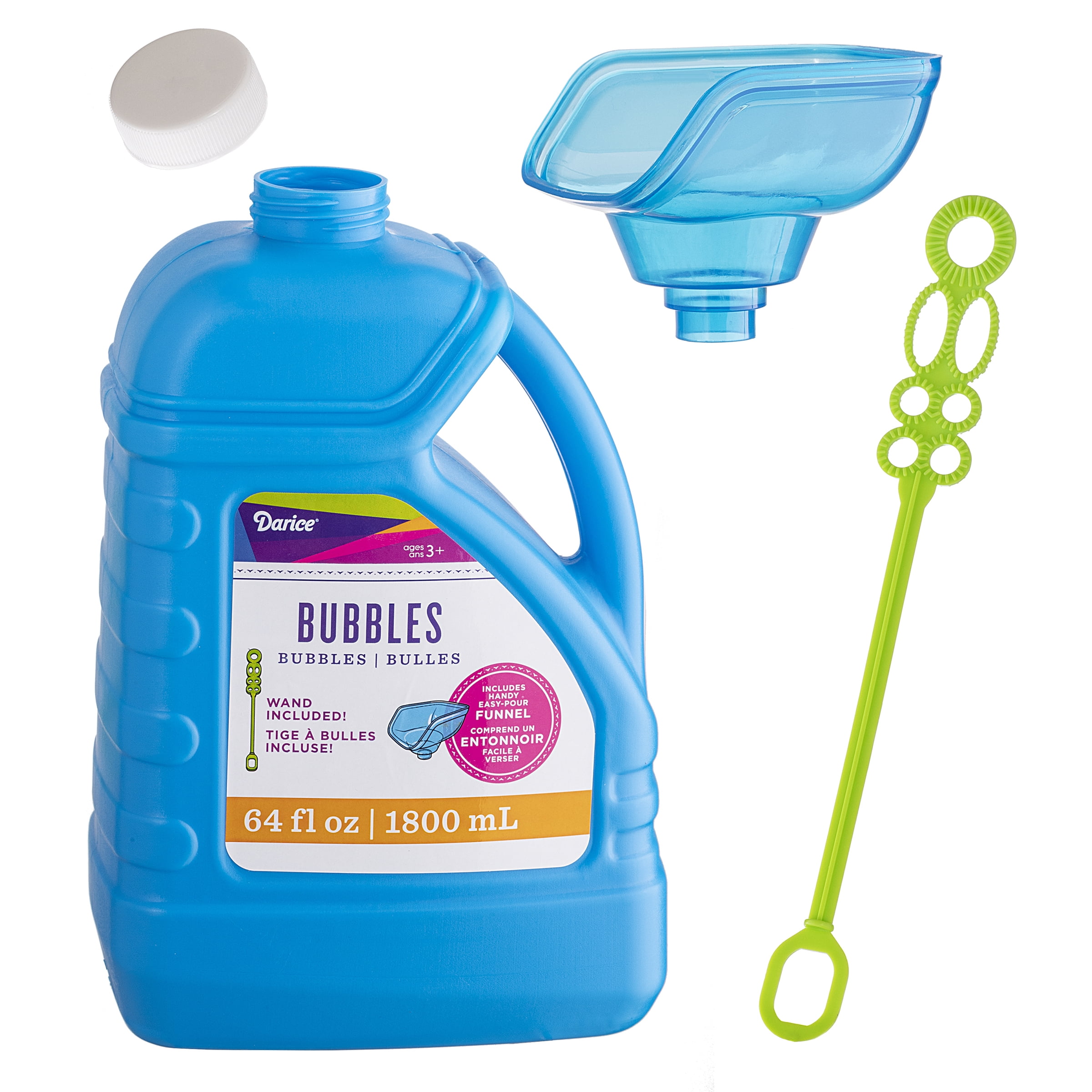 Darice Bubble Solution with Wand and Funnel Pour Handle, 64 Oz.