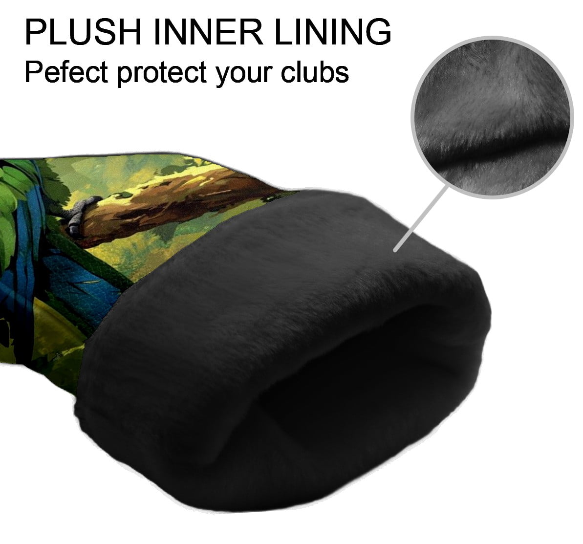 Golf Club Covers PU Leather Waterproof Head Covers for Fairway Woods Hybrids Green Parrot Unisex Fits Most Brands