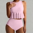 thumbnail image 6 of nerohusy Blouson Womens Tankini Swimsuits Two Piece Tummy Control Modest Bathing Suit High Waist Swimwear,Pink,XL, 6 of 7