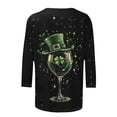thumbnail image 5 of TaTaai St. Patrick's Day Women's Casual Print Round Neck 3/4 Sleeve T-Shirt Loose Top Gift, 5 of 5