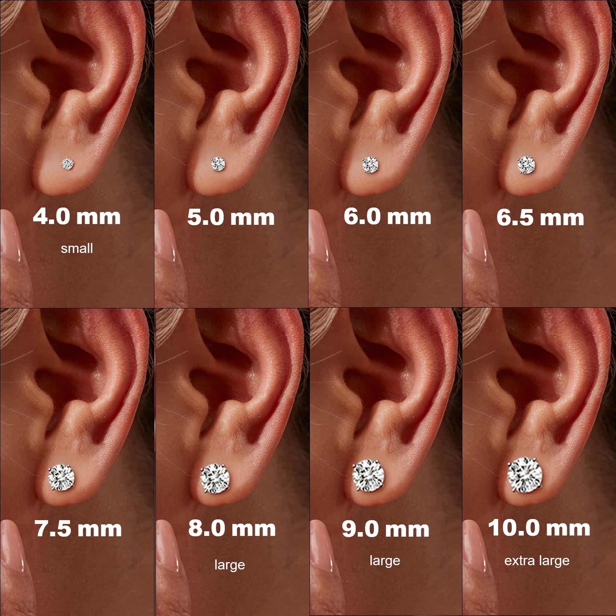 Moissanite Stud Earrings for Women, Round Cut D Color VVS1 Clarity Lab Created Men Moissanite Earrings Studs S925 Sterling Silver Jewelry (Silver, 1 CTW (0.5 Ct Each))