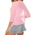 thumbnail image 2 of A Women's Solid Color Chiffon Shawl Cardigan Paired With A Summer Fashion Short Sleeved Breathable Mesh Beach Sun Protective Cardigan Shaker Zip Front Cardigan S Cardigan Lace Cardigan for Women, 2 of 4