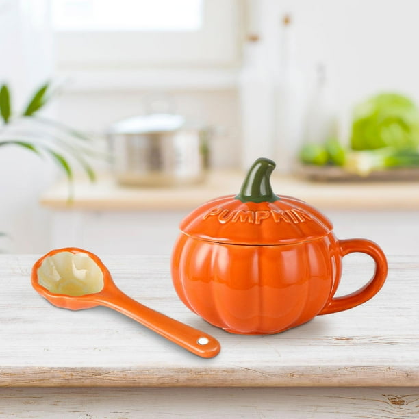 Tazas de Calabaza de Cerámica perfecl Tazas de Té Creativa 10 Tazas de Cerámica con Tapas Cuchara