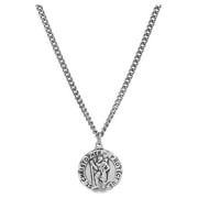Brilliance Fine Jewelry Sterling Silver Round St.Christopher on Stainless Steel Necklace, 24"