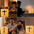 thumbnail image 2 of Lámpara nocturna LED USB de madera con cruz de Jesús WLHONG, 2 of 7