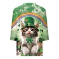 thumbnail image 2 of TaTaai Women St. Patrick's Day Print Loose V-Neck 3/4 Sleeve Top Casual Fashion T-Shirt Ladies Spring Daily Holiday Wear Lightweight Breathable Non-See-Through No Fading Stylish Top Gift, 2 of 5