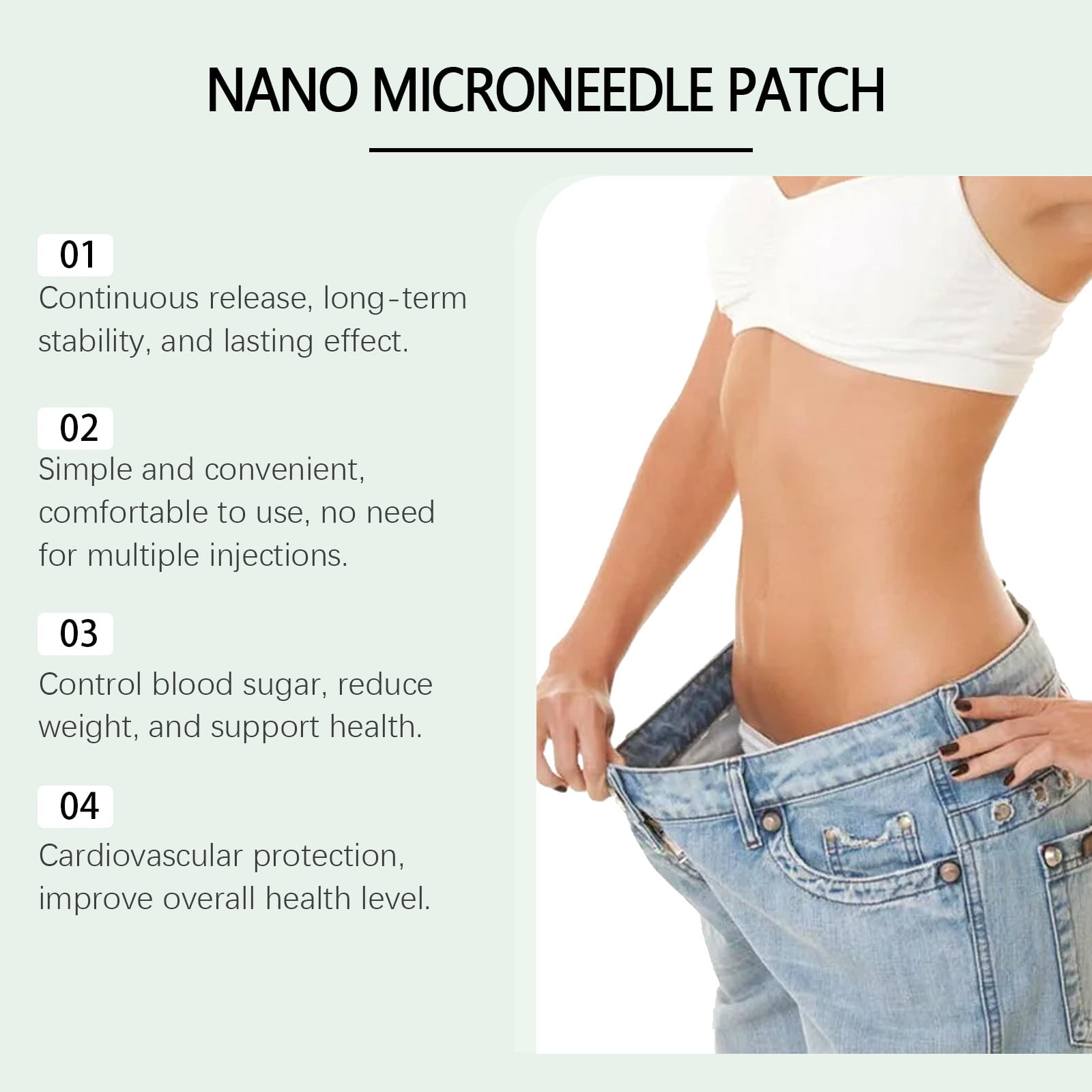 GIP+GLP-1 Nano Microneedle Patch 4pcs (Pack of 2), 7-day Body Shaping,  2-hour Fast-Acting Microcarts