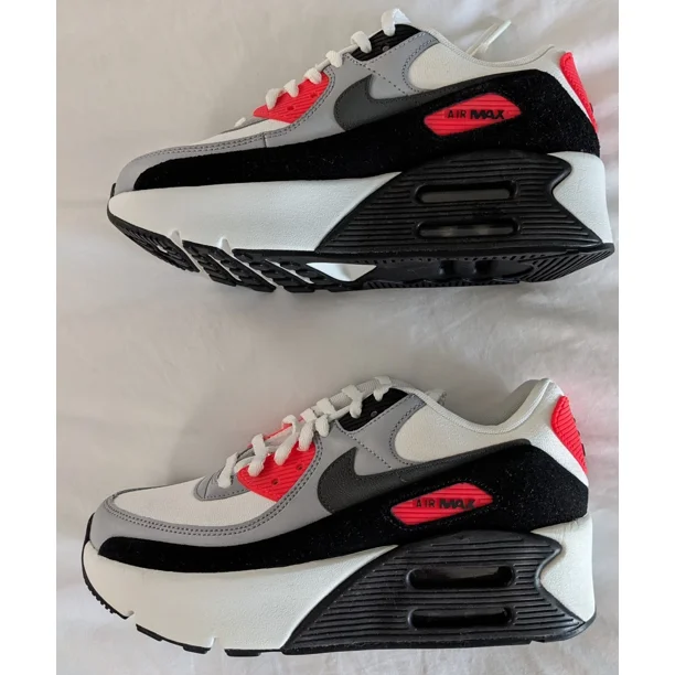 Nike Air Max 90 LV8 FD4328 101 woman white black red shoes Brand New