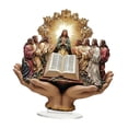 thumbnail image 4 of Letrero acrílico con escena de Jesús y la Biblia, adorno de mesa, accesorios versátiles, religioso tradicional, 7,8x8,2 pulgadas, resistente al agua, 4 of 8