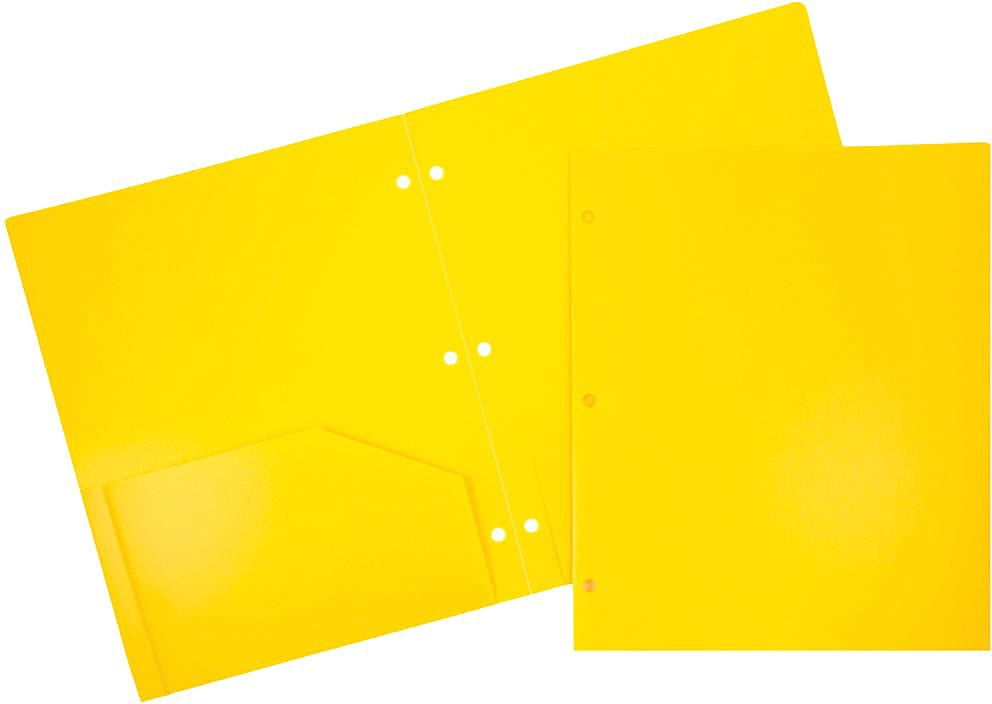 JAM Paper Heavy Duty Plastic 3 Hole Punch Pocket Folders, Extra Tough, Assorted Fashion Colors, Bulk 144/Box