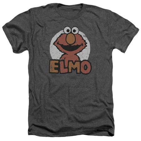 Sesame Street Classic TV Show Elmo Distressed Adult Heather T-Shirt Tee