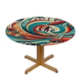 thumbnail image 3 of PIKWEEK Tablecloth Hawaiian Surfer Palm Trees Flowers Round Table Cover White, 3 of 8
