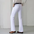 thumbnail image 5 of Pantalones acampanados para hombre, corte ajustado, pierna ancha, trajes para hombre, pantalones acampanados, fluidos, de negocios, grises, drapeados, sastrería social, spandex, 5 of 5