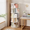 thumbnail image 5 of 5 Tier Rotating Bookshelf, 360° Display Round Spinning Bookshelf,Space-Saving,Small Space Rotating Bookshelf Tower for Bedroom,Living Room,Home,Office,No Wheels,White, 5 of 7
