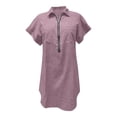 thumbnail image 6 of Sakmal Plus Size Spring Dresses Shirt Dress Red Mini V Neck Solid Short Sleeve Dresses, 6 of 7