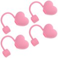 thumbnail image 1 of OULII 4pcs Heart Straw Lid Accessories PVC Dust Protection for Valentine's Day Parties Women Couples, 1 of 8